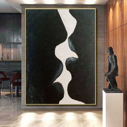 Handmade Art Black and White Organic Abstract Art PT720