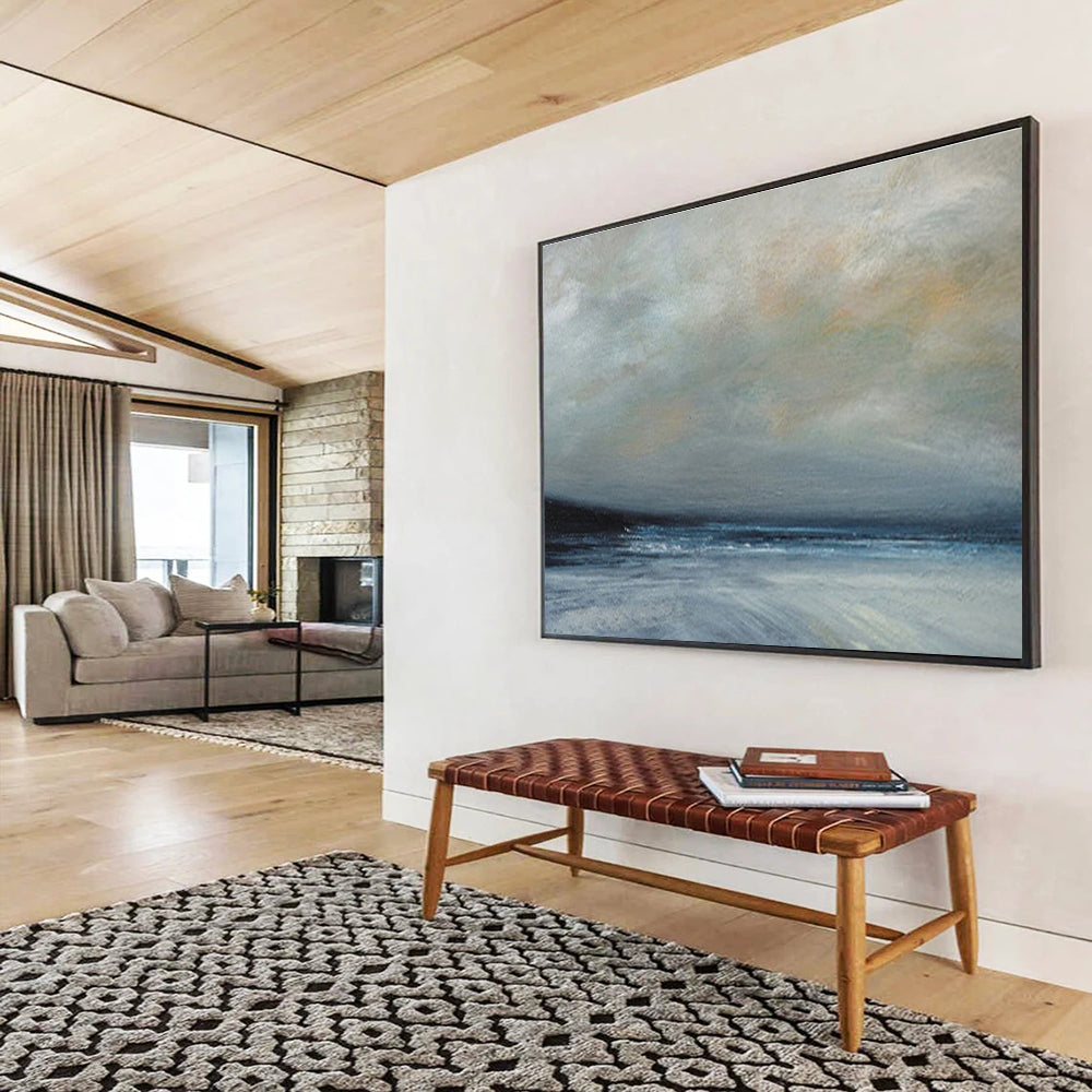 Unique Abstract Art Gray & Beige Abstract Coastal Art HPS180