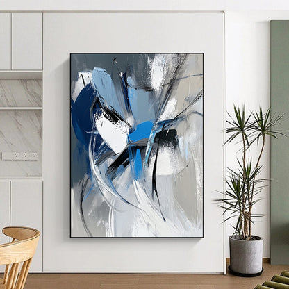 Large Abstract Art For Sale, Blue Gray Black White Abstract Expressionist Art PT164