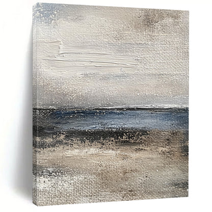 Large Abstract Painting For Living Room, Gray Blue Beige Abstract Seaside Art PT171