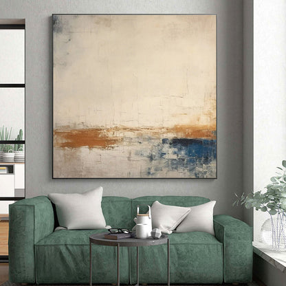 Hand-Painted Beige, Brown, and Blue Textured Abstract Art PT754
