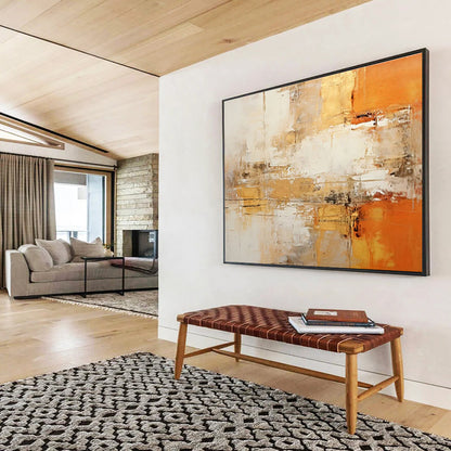 Oversized Abstract Wall Art Orange, Beige & White Abstract Urban Art HPS210