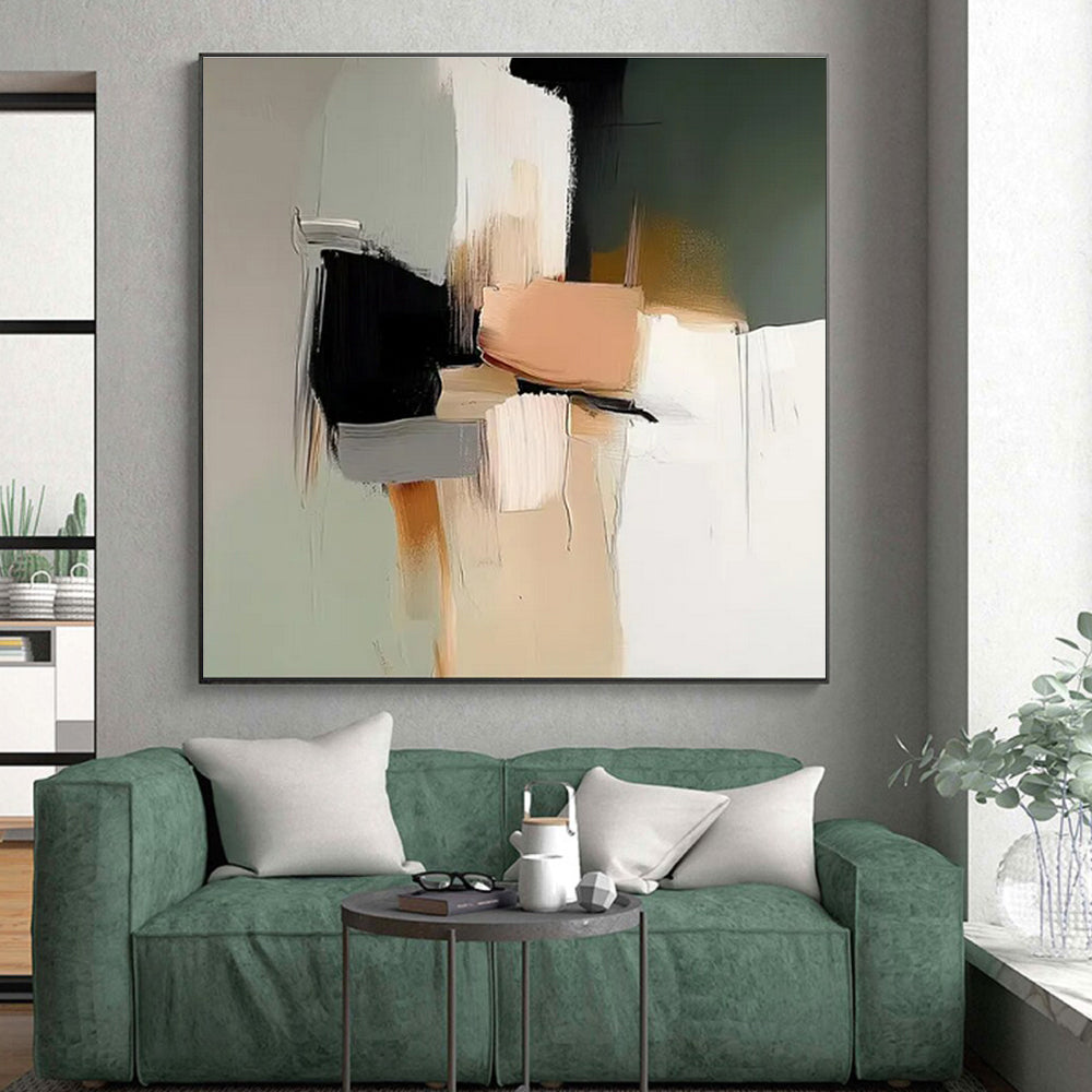 Hand-Painted Neutral Tones Geometric Shapes Abstract Art PT622