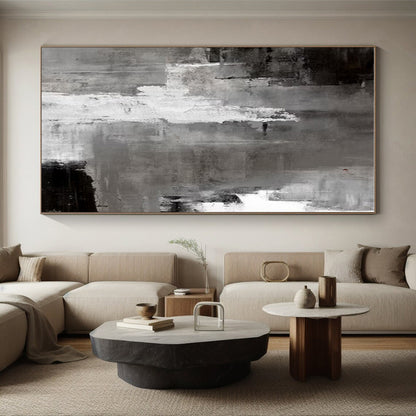 Acrylic Modern Art Paintings Gray, Black, and White Textured Abstract Art PT693