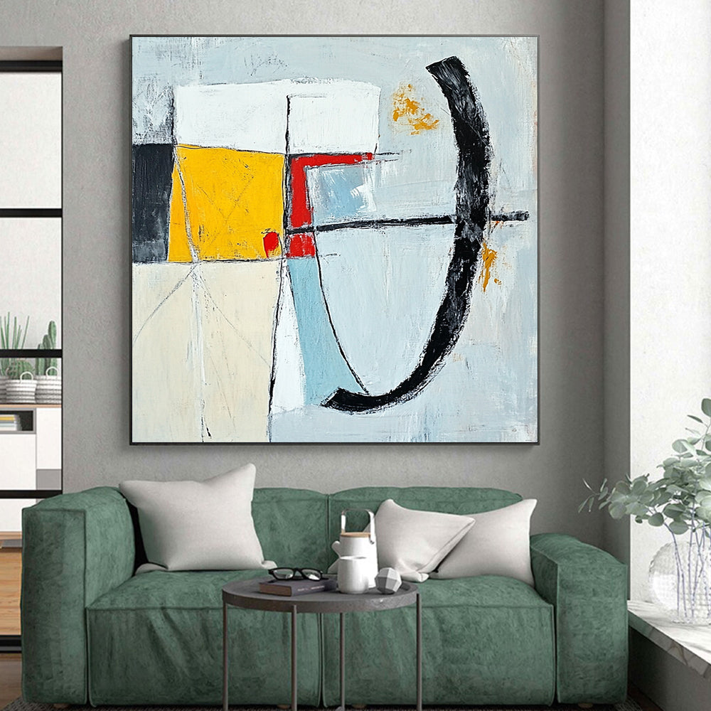 Oversized Abstract Wall Art Multicolor Geometric Abstract Painting On Canvas PT128