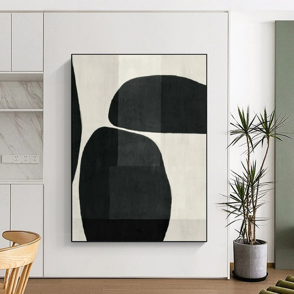 Oversized Abstract Wall Art Black and White Geometric Abstract Art PT779