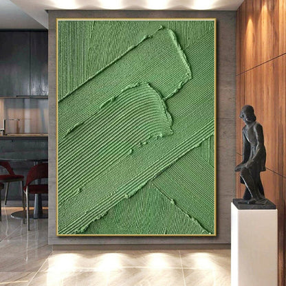 Large Painting In Living Room Green Textured Abstract Acrylic Art PT340
