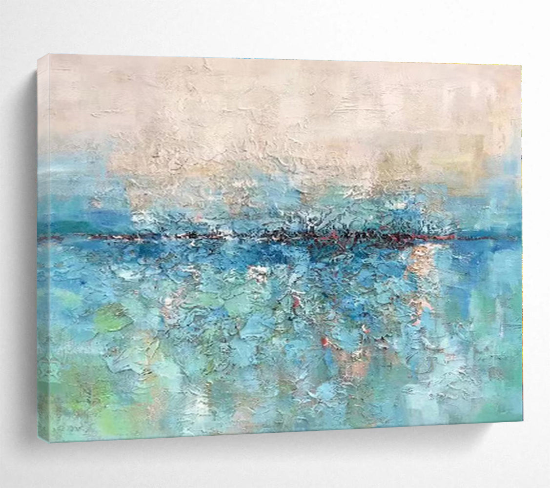 Unique Abstract Art Blue & Green Textured Sea Abstract Painting On Canvas HPS092