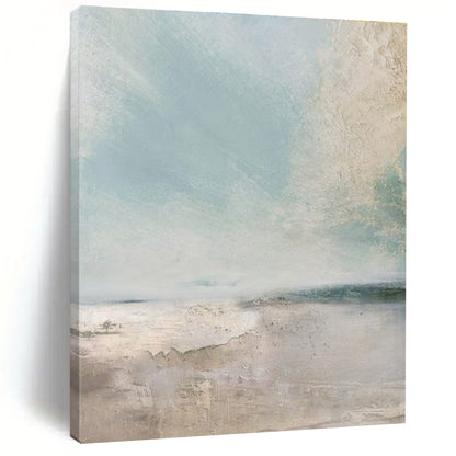 Large Size Beige, Blue, and White Textured Landscape Abstract Art PT710