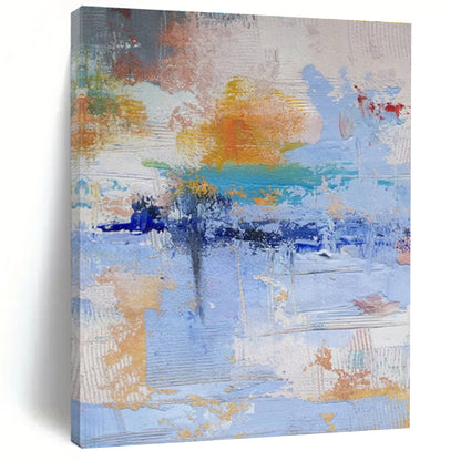 Modern Art Acrylic Blue Orange White Textured Abstract Art PT359