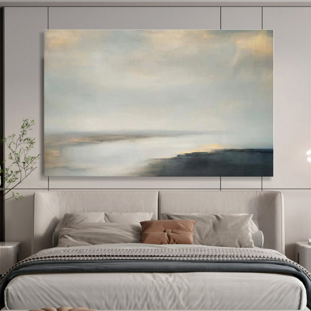 Large Size Neutral Tones Misty Landscape Abstract On Canvas HPS038