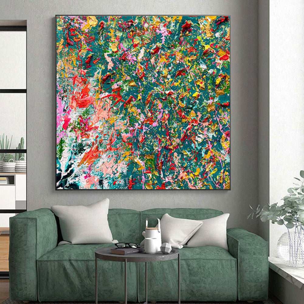 Oversized Abstract Wall Art Colorful Floral Abstract Art PT723