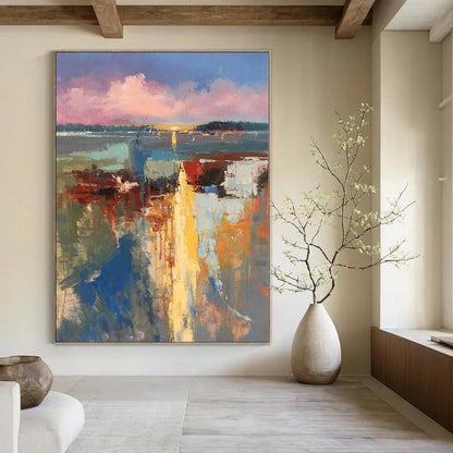 Hand Painting Colorful Coastal Abstract Landscape Acrylic Modern Art Painting DPS427