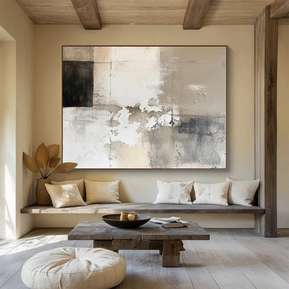 Hand-Painted Neutral Tones Textured Abstract Painting On Canvas HPS111