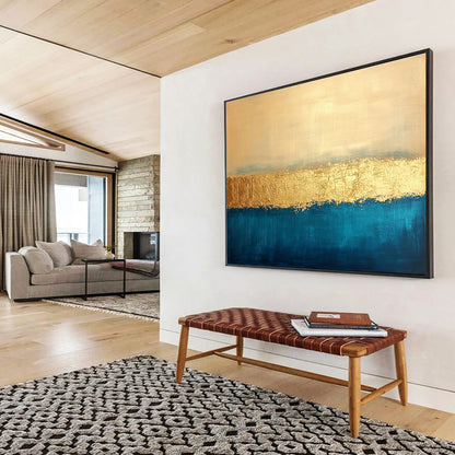 Paintings For House Gold, Beige & Teal Textured Abstract Painting HPS270