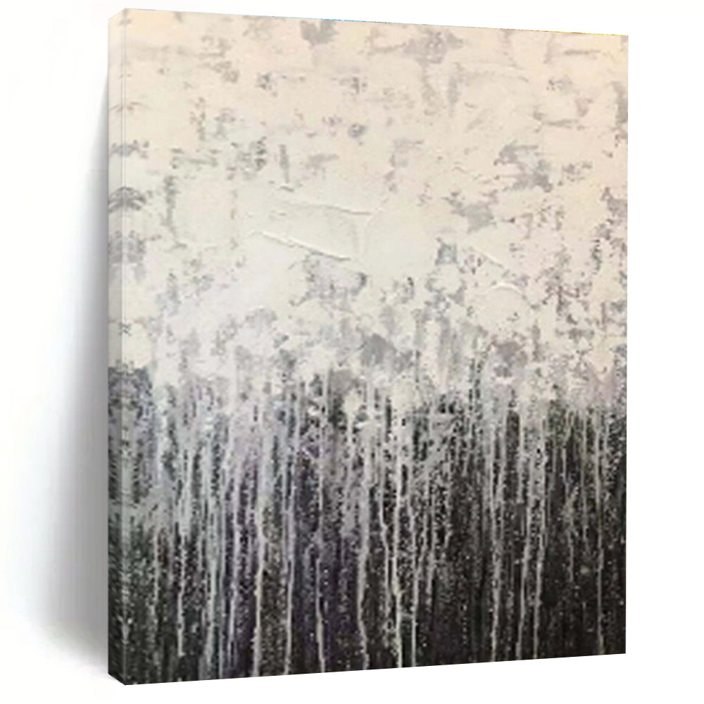 Cool Abstract Paintings Gray White Textured Drip Abstract Art PT498