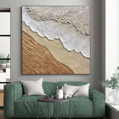 Oversized Abstract Wall Art - Beige, Brown & White Textured Layers Art PT569