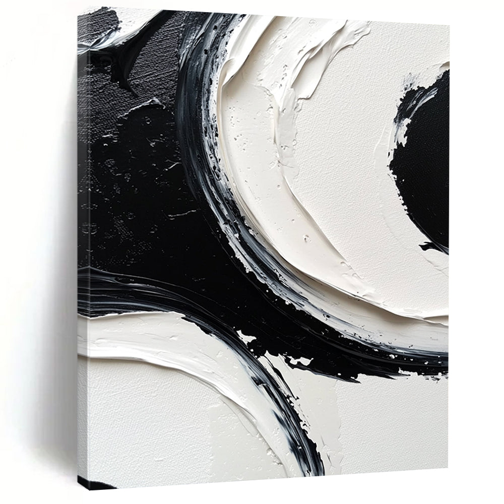 Acrylic Modern Art Paintings Black & White Textured Abstract Painting On Canvas PT127