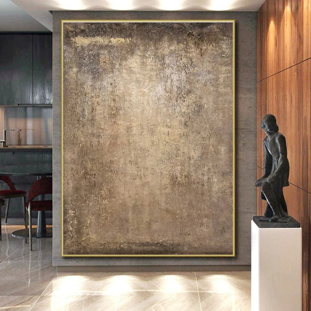 Huge Size Brown Textured Abstract Composition, Oversized Abstract Wall Art PT541