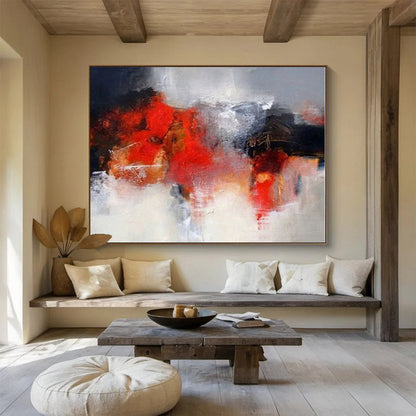 Acrylic Modern Art Paintings Red, Gray & White Textured Abstract Painting On Canvas HPS102