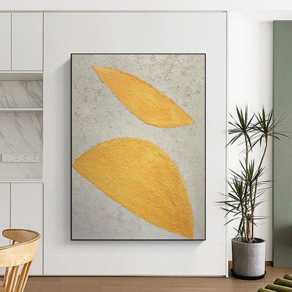Cool Abstract Paintings Yellow and Beige Textured Abstract Art PT638