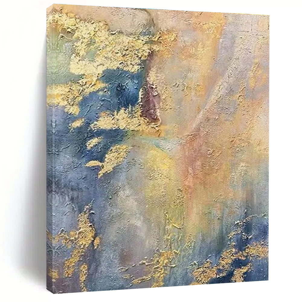 Acrylic Modern Art Paintings Blue Gold Textured Abstract Landscape Art PT507