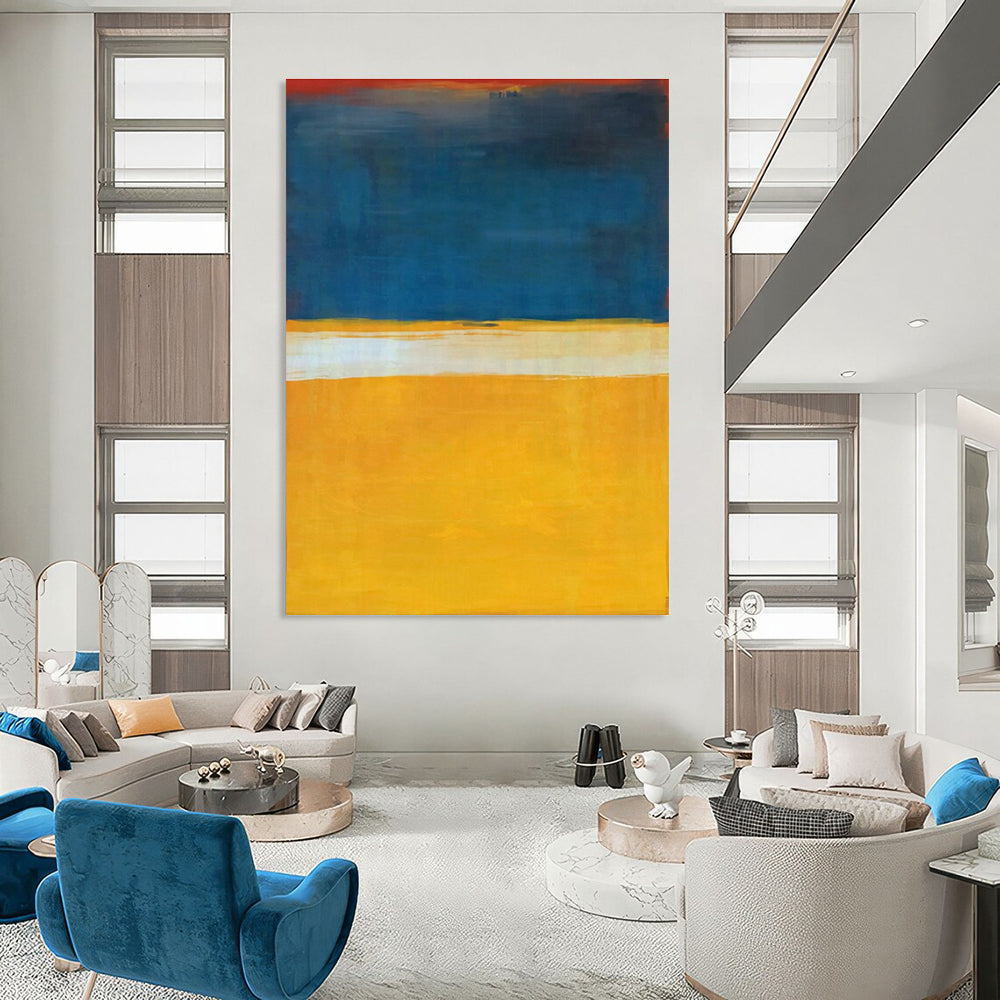 Large Size Blue, Yellow, White & Red Abstract Color Block, Large Contemporary Wall Art DPS497