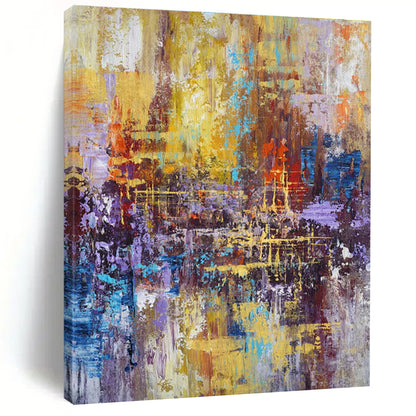 Oversized Abstract Wall Art Multicolor Abstract Expressionist Acrylic Painting PT485