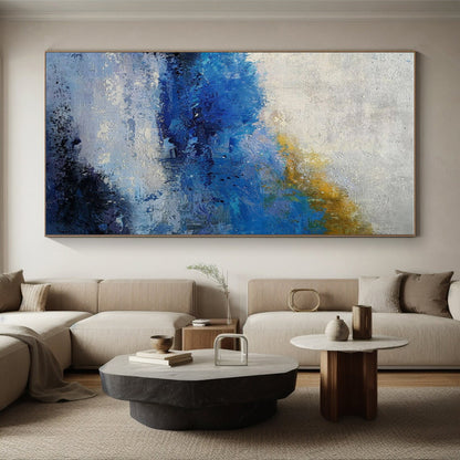 Handmade Art Blue Yellow White Abstract Landscape Art PT417