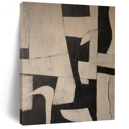 Cool Abstract Paintings in Black and White Geometric Designs, Hand-Painted Acrylic Art PT317