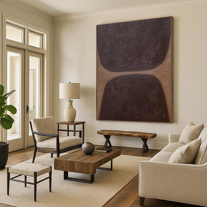 Hand Painting Brown & Beige Geometric Abstract Painting On Canvas PT032