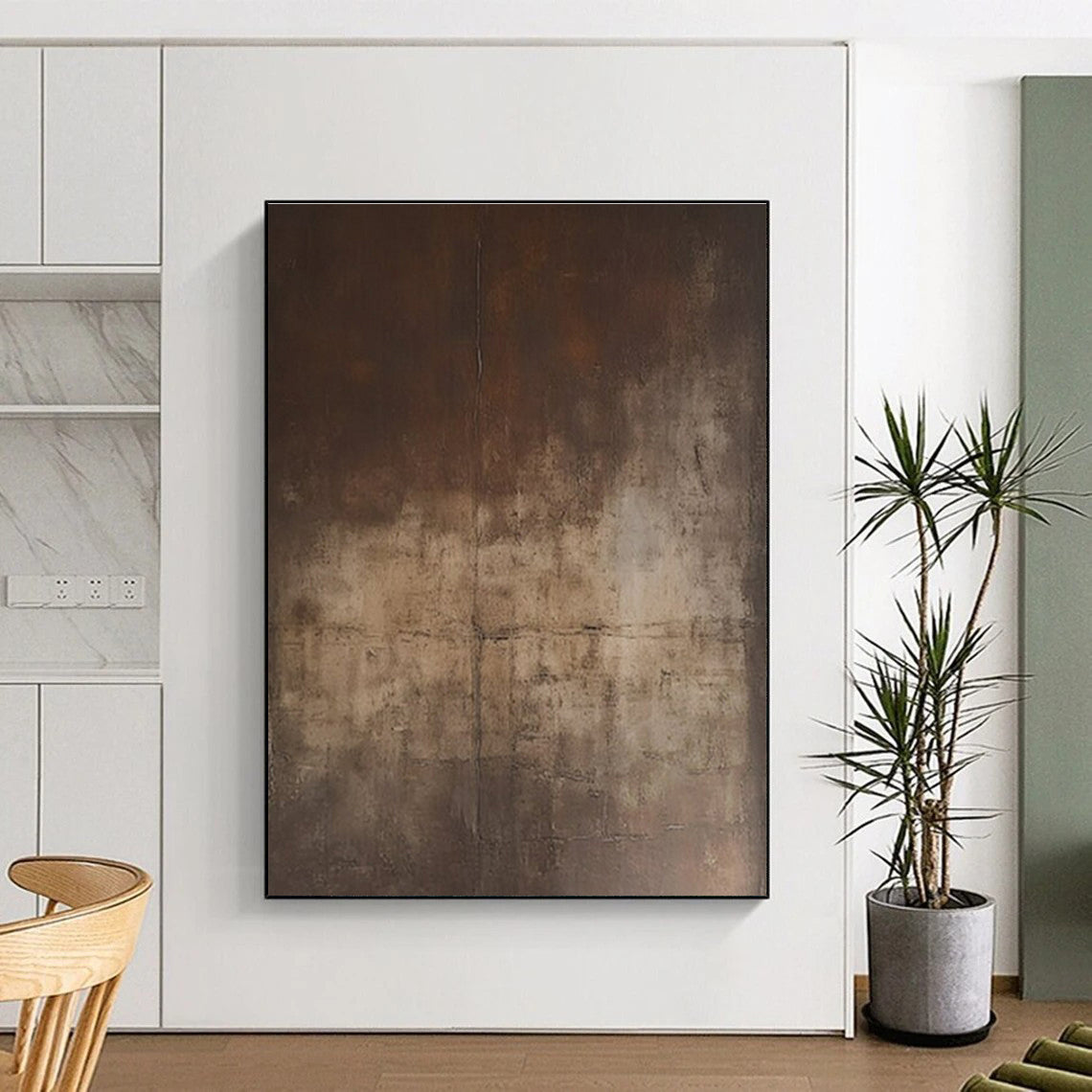 Hand Painting Brown Textured Abstract Art PT760