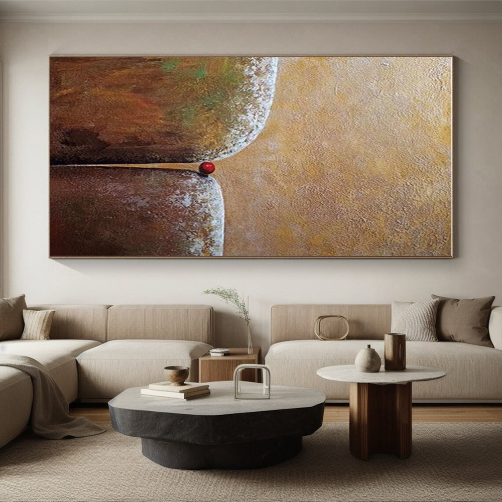 Unique Abstract Art in Brown, Beige, and Red with Textured Forms, Buy Abstract Art Online PT209
