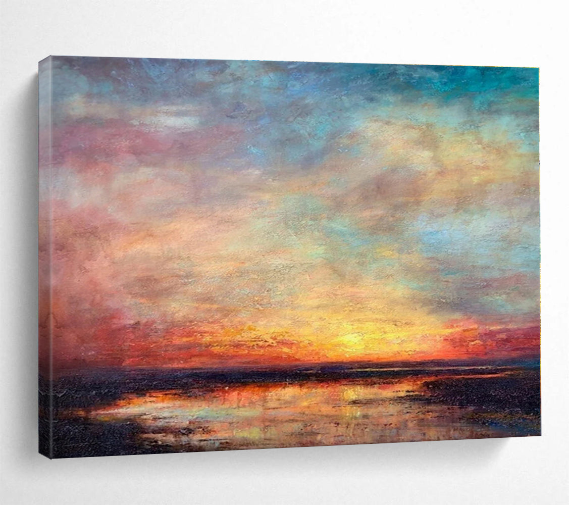 Acrylic Modern Art Paintings Multicolor Sunset Seascape Abstract Painting On Canvas HPS138