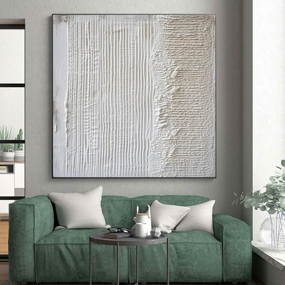 Minimalist Canvas Art White Textured Abstract Art PT789