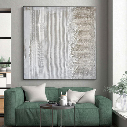 Minimalist Canvas Art White Textured Abstract Art PT789