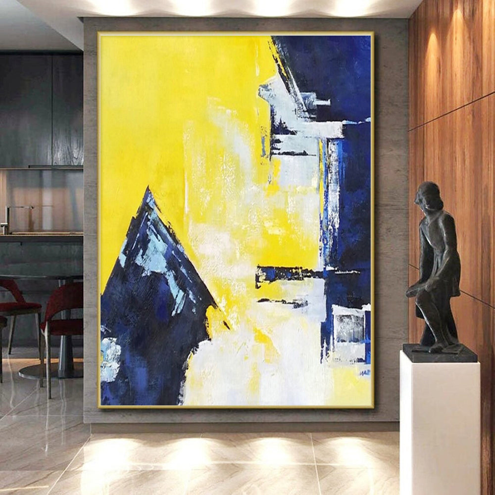 Cool Abstract Paintings Yellow Blue White Geometric Abstract Art PT353