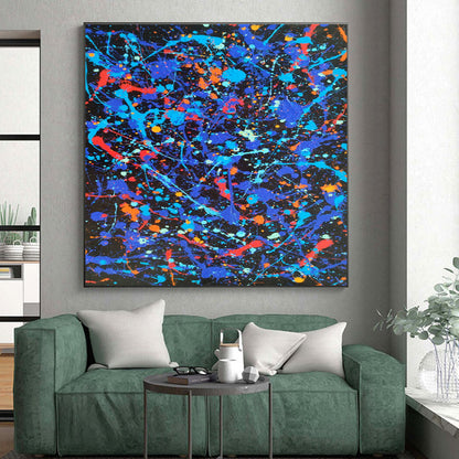 Cool Abstract Paintings Multicolor Splatter Abstract Art on Black PT453