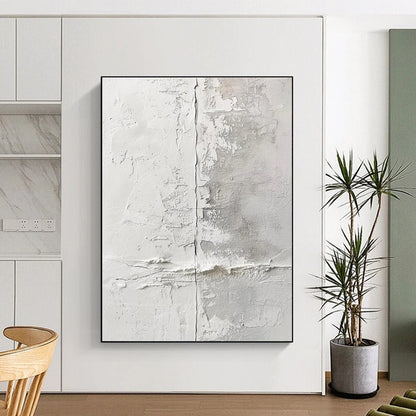 Unique Abstract Art in White and Grey Textured Minimalism PT228
