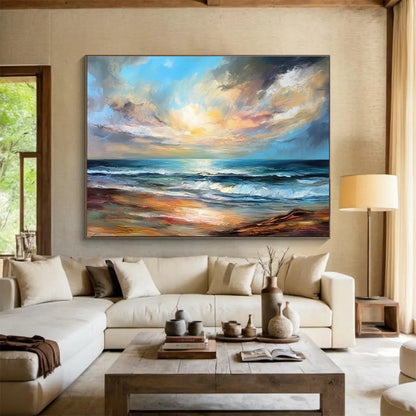 Cool Abstract Paintings Multicolor Seaside Sunset Expressive Art HPS368