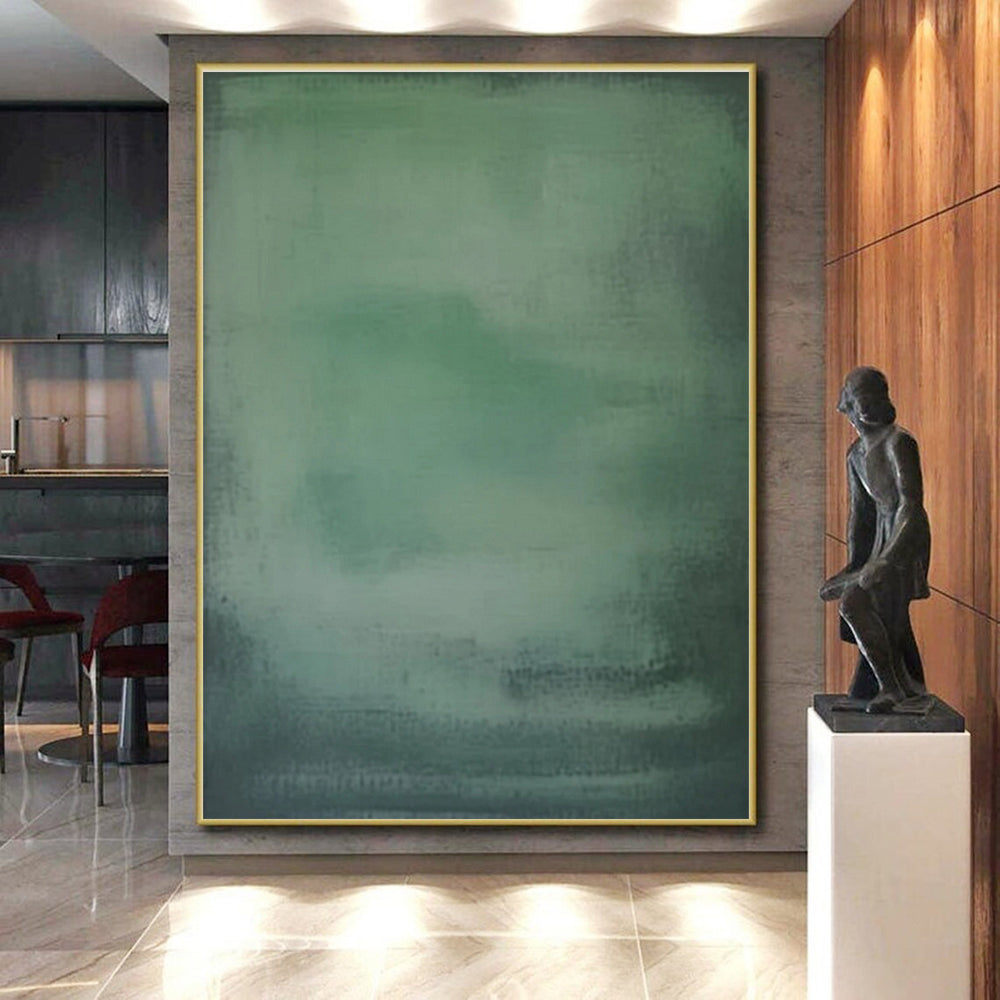 Hand-Painted Green Abstract Misty Landscape Acrylic Art PT501