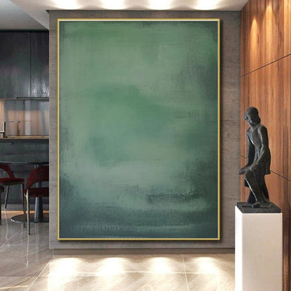 Hand-Painted Green Abstract Misty Landscape Acrylic Art PT501