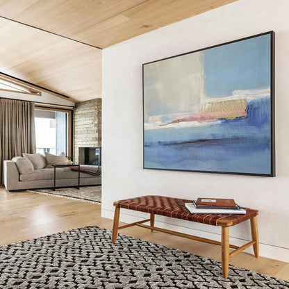 Minimalist Canvas Art Blue, White & Beige Abstract Painting On Canvas HPS098