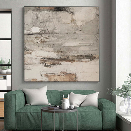 Hand Painted Art Gray, Beige, and Brown Textured Abstract Piece, Modern Art Acrylic PT319