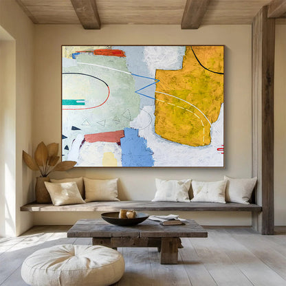 Large Painting In Living Room Multicolor Geometric Abstract Art HPS415