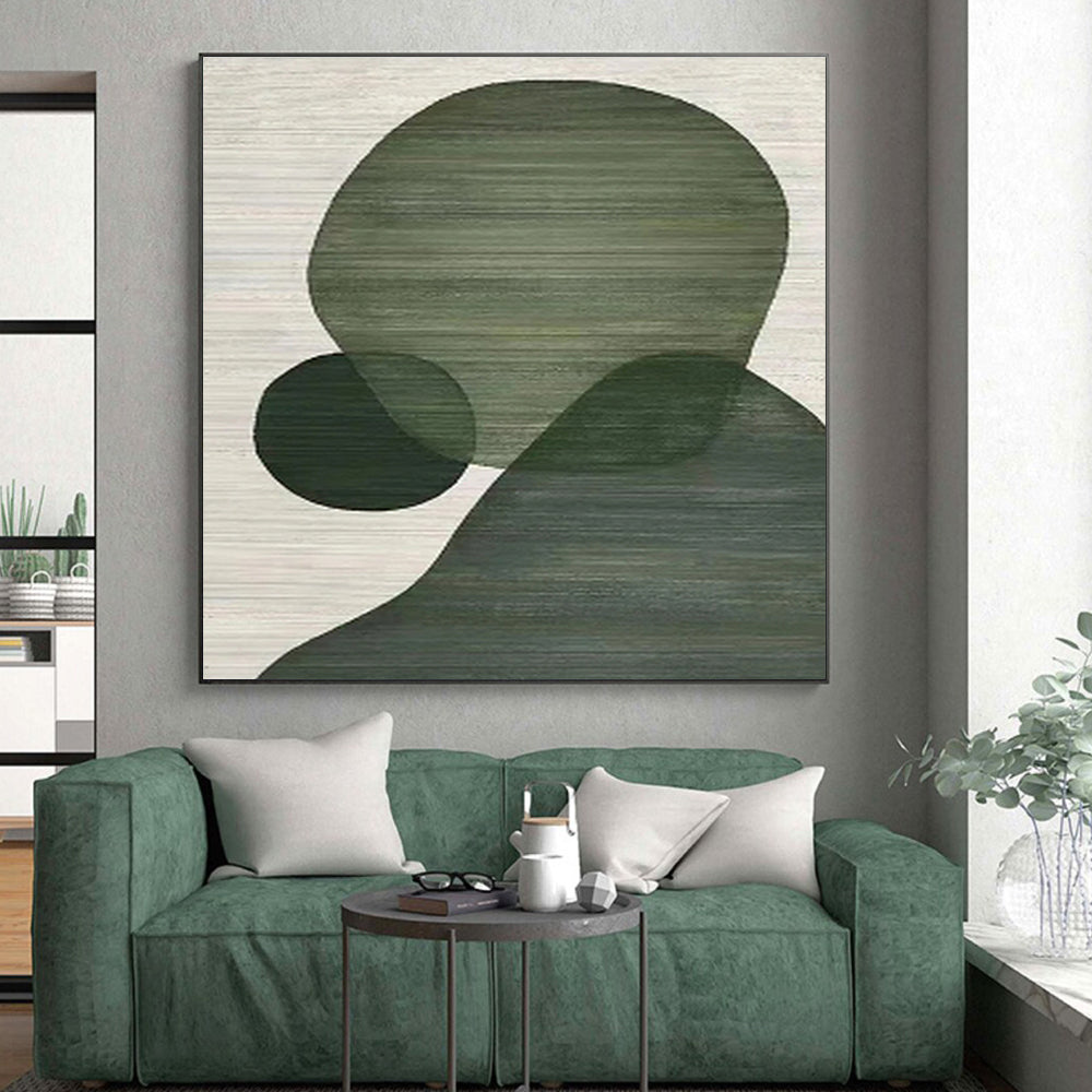 48x60 Green Minimalist Geometric Abstract Canvas Art PT334