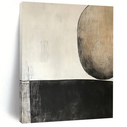 Abstract Canvas Wall Art Large, Black White Beige Abstract Minimalist Art PT155