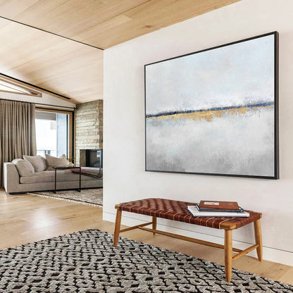 Minimalist Canvas Art Gray, White & Gold Subtle Abstract On Canvas HPS064