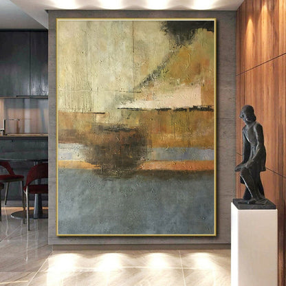 Unique Abstract Art Beige Brown Gray Textured Abstract Art PT384