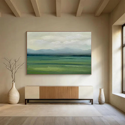 Minimalist Canvas Art Soft Green & Gray Landscape Abstract On Canvas HPS033